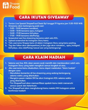 Syarat Shopee Food promo Selasa, 19 Agustus 2025. (IG Shopee Food)